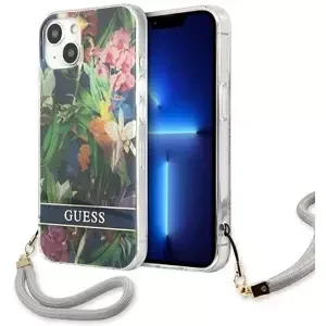 Kryt Guess GUHCP13MHFLSB iPhone 13 6,1" blue hardcase Flower Strap (GUHCP13MHFLSB)