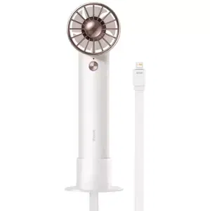 Ventilátor Baseus Flyer Turbine portable hand fan + Lightning cable (white)