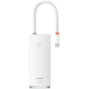 Hub 6in1 Baseus Lite Series, USB-C to 2x USB 3.0 + HDMI + USB-C + TF/SD (white)