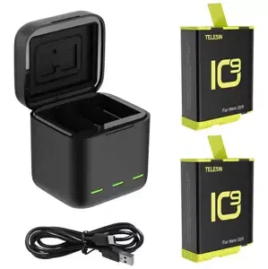 Nabíječka Telesin 3-slot charger box for GoPro Hero 9 / Hero 10 + 2 batteries (GP-BNC-901-B)