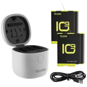 Nabíječka Telesin 3-slot waterproof charger Allin box for GoPro Hero 9 / Hero 10 + 2 batteries (GP-BTR-905-GY-B)