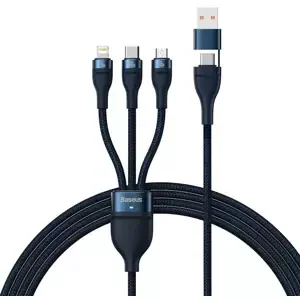 Kabel 3in1 USB cable Baseus Flash Series 2, USB-C + micro USB + Lightning, 100W, 1.2m (blue)