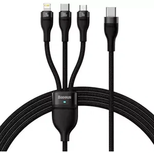 Kabel 3in1 USB cable Baseus Flash Series 2, USB-C + micro USB + Lightning, 100W, 1.5m (black)