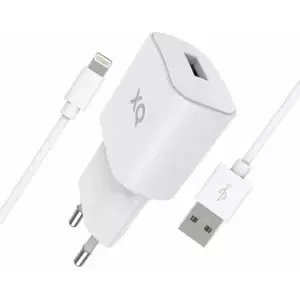 Nabíječka XQISIT NP Travel Charger Single USB-A 2.4A w.Lightning cable white (50851)