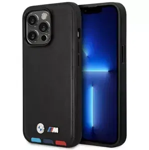 Kryt Case BMW BMHMP14L22PTDK iPhone 14 Pro 6,1" black Leather Stamp Tricolor Magsafe (BMHMP14L22PTDK)