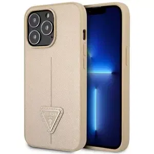 Kryt Guess GUHCP14XPSATLE iPhone 14 Pro Max 6,7" beige hardcase SaffianoTriangle Logo (GUHCP14XPSATLE)