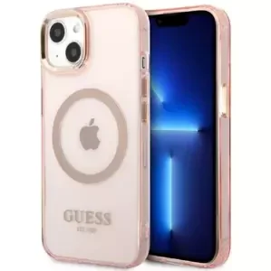 Kryt Guess GUHMP13MHTCMP iPhone 13 6,1" pink hard case Gold Outline Translucent MagSafe (GUHMP13MHTCMP)