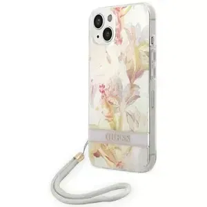 Kryt Guess GUOHCP14SHFLSU iPhone 14 6,1" purple hardcase Flower Strap (GUOHCP14SHFLSU)