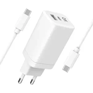 Nabíječka XQISIT NP Travel Charger Dual USB-C&A PD65W GaN white (50860)