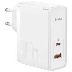 Nabíječka Baseus GaN5 Pro USB-C + USB wall charger 100W  + 1m cable (white)