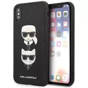 Kryt Karl Lagerfeld iPhone XS Max black hardcase Saffiano Ikonik Karl&Choupette Head (KLHCI65SAKICKCBK)