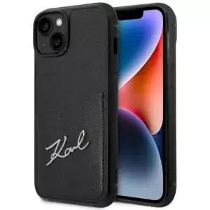 Kryt Karl Lagerfeld iPhone 14 Plus 6,7" hardcase black Signature Logo Cardslot (KLHCP14MCSSK)