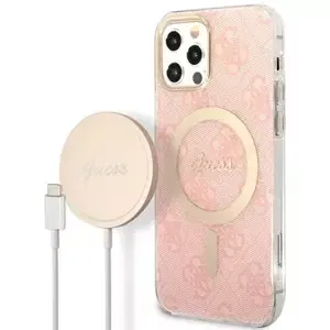 Kryt Guess Case + Charger Set iPhone 12/12 Pro pink hard case 4G Print MagSafe (GUBPP12MH4EACSP)