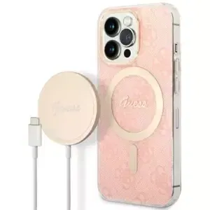 Kryt Guess Case + Charger Set iPhone 13 Pro pink hard case 4G Print MagSafe (GUBPP13LH4EACSP)