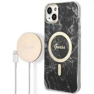 Kryt Guess Case + Charger Set iPhone 14 6,1" black hard case Marble MagSafe (GUBPP14SHMEACSK)