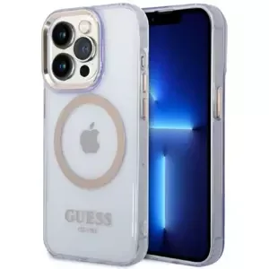 Kryt Guess iPhone 14 Pro Max 6,7" purple hard case Gold Outline Translucent MagSafe (GUHMP14XHTCMU)