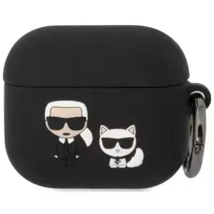 Pouzdro Karl Lagerfeld AirPods 3 cover black Silicone Karl & Choupette (KLACA3SILKCK)