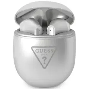 Sluchátka Guess Bluetooth TWS Earbuds silver Triangle Logo (GUTWST82TRS)