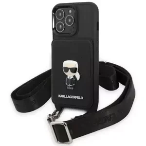 Kryt Karl Lagerfeld iPhone 13 Pro Max 6,7" hardcase black Saffiano Metal Ikonik (KLHCP13XSAIPCK)
