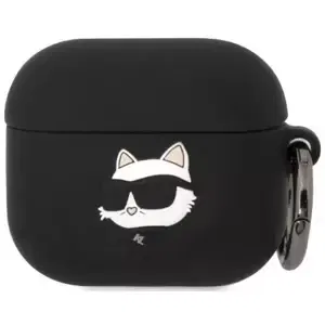 Pouzdro Karl Lagerfeld AirPods 3 cover black Silicone Choupette Head 3D (KLA3RUNCHK)