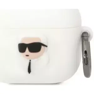 Pouzdro Karl Lagerfeld AirPods 3 cover white Silicone Karl Head 3D (KLA3RUNIKH)