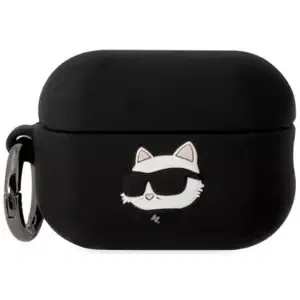 Pouzdro Karl Lagerfeld AirPods Pro 2 cover black Silicone Choupette Head 3D (KLAP2RUNCHK)