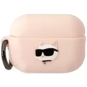 Pouzdro Karl Lagerfeld AirPods Pro 2 cover pink Silicone Choupette Head 3D (KLAP2RUNCHP)