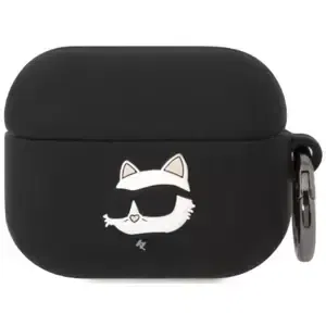 Pouzdro Karl Lagerfeld AirPods Pro cover black Silicone Choupette Head 3D (KLAPRUNCHK)