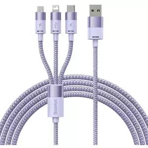 Kabel 3in1 USB cable Baseus StarSpeed Series, USB-C + Micro + Lightning 3,5A, 1.2m (Purple) (6932172622282)