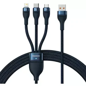 Kabel 3in1 USB cable Baseus USB 3in1 Baseus Flash Series,  USB-C + Micro + Lightning 66W, 1.2m (blue) (6932172618117)