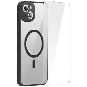 Kryt Baseus Frame Transparent Magnetic Case and Tempered Glass set for iPhone 14 (black) (6932172616632)