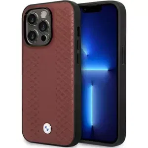 Kryt BMW iPhone 14 Pro 6,1" burgundy Leather Diamond Pattern (BMHCP14L22RFGR)