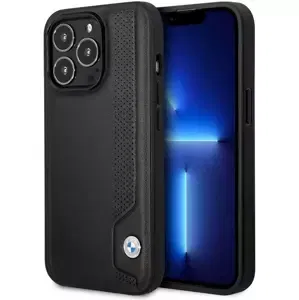 Kryt BMW iPhone 14 Pro Max 6,7" black hardcase Leather Blue Dots (BMHCP14X22RBDK)