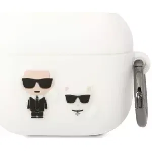 Pouzdro Karl Lagerfeld AirPods 3 cover white Silicone Karl & Choupette (KLACA3SILKCW)