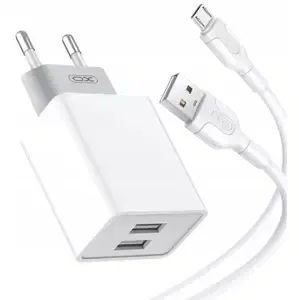 Nabíječka Wall charger XO L65EU with Micro Usb Cable 2xUSB, white (6920680871339)