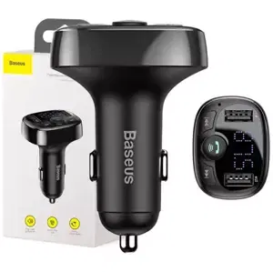 Baseus FM Transmitter T typed Bluetooth 2xUSB microSD, Black (6932172626976)