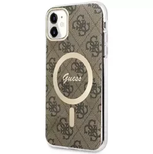 Kryt Guess iPhone 11 6.1" brown hardcase 4G MagSafe (GUHMN61H4STW)