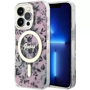 Kryt Guess iPhone 14 Pro 6.1" pink hardcase Flower MagSafe (GUHMP14LHCFWSP)