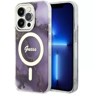 Kryt Guess iPhone 14 Pro 6.1" purple hardcase Golden Marble MagSafe (GUHMP14LHTMRSU)