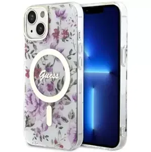 Kryt Guess iPhone 14 Plus 6.7" transparent hardcase Flower MagSafe (GUHMP14MHCFWST)