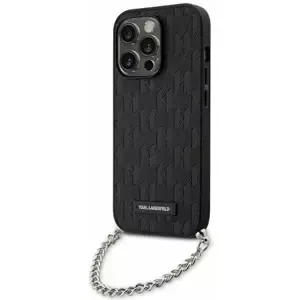 Kryt Karl Lagerfeld iPhone 14 Pro 6.1" black hardcase Saffiano Monogram Chain (KLHCP14LSACKLHPK)