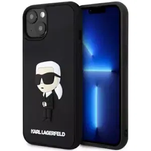 Kryt Karl Lagerfeld iPhone 14 Plus 6.7" black hardcase Rubber Ikonik 3D (KLHCP14M3DRKINK)