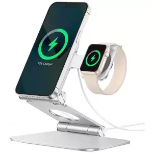 Phone and watch stand with charger holder Omoton MS03  (grey)