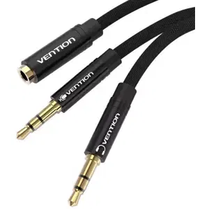 Kabel Cable mini jack 3.5 mm (female) to 2x mini jack 3.5 mm (male) Vention BBLBAB 0.6m (black)