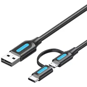 Kabel 2in1 USB cable USB 2.0 to USB-C/Micro-B USB Vention CQDBF 1m (black)