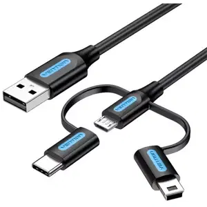 Kabel 3in1 USB cable USB 2.0 to USB-C/Micro-B USB/Mini-B Vention CQIBF 1m (black)