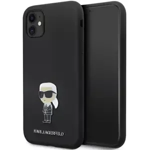 Kryt Karl Lagerfeld KLHCN61SMHKNPK iPhone 11 / Xr 6.1" black Silicone Ikonik Metal Pin (KLHCN61SMHKNPK)