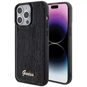 Kryt Guess GUHCP15XPSFDGSK iPhone 15 Pro Max 6.7" black hardcase Sequin Script Metal (GUHCP15XPSFDGSK)