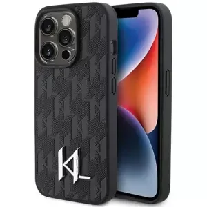 Kryt Karl Lagerfeld KLHCP15XPKLPKLK iPhone 15 Pro Max 6.7" black hardcase Leather Monogram Hot Stamp Metal Logo (KLHCP15XPKLPKLK)