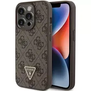 Kryt Guess GUHCP15LP4TDPW iPhone 15 Pro 6.1" brown hardcase Leather 4G Triangle Strass (GUHCP15LP4TDPW)